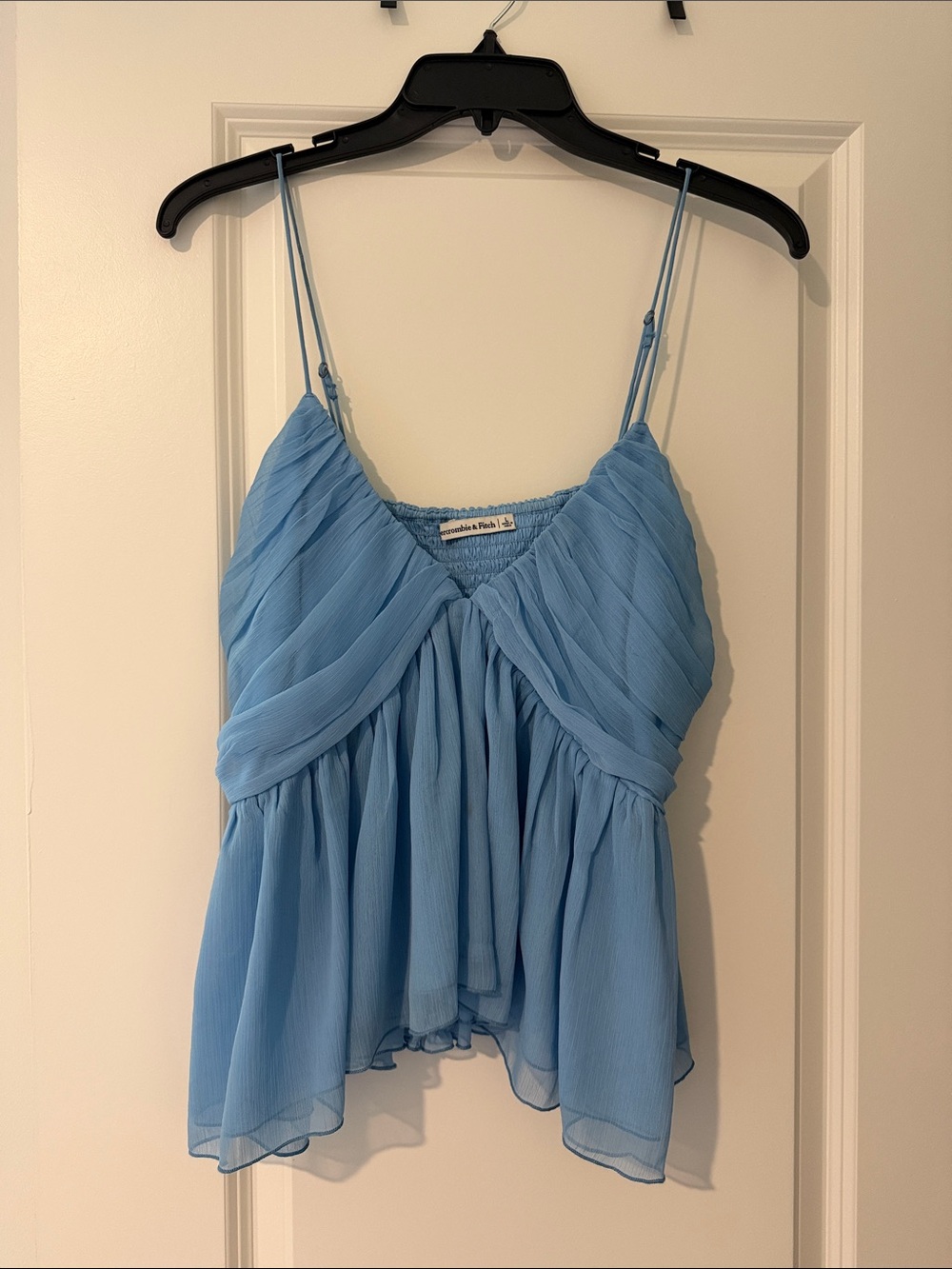 Abercrombie & Fitch Light Blue Pleated Spaghetti Strap Tank